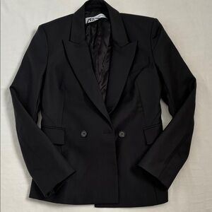 Zara Black Double-Breasted Tailored Blazer Jacket wool ZW Limited Collection
